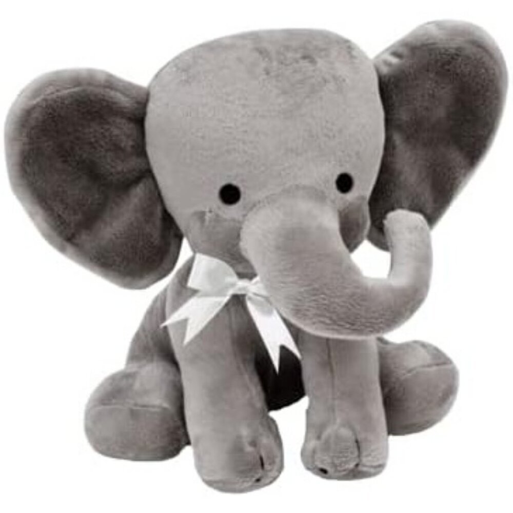Stuffed Elephant Animal Plush with white ribbon Toys for Baby Boy